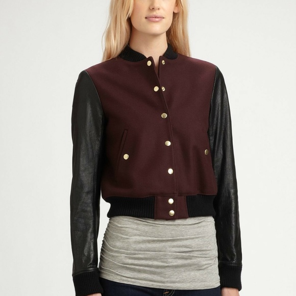 Theory Dex Varsity Leather Jacket Large L - Picture 1 of 2